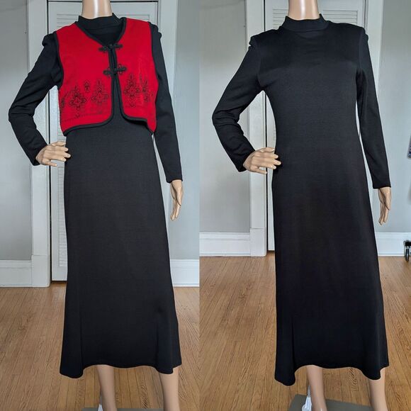 Vintage 1990s Byer California Sweater Dress Knit Vest Dark Academia Size 6 - Picture 1 of 8